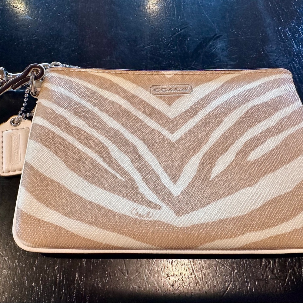 Coach Tan and Cream Women's Wristlet